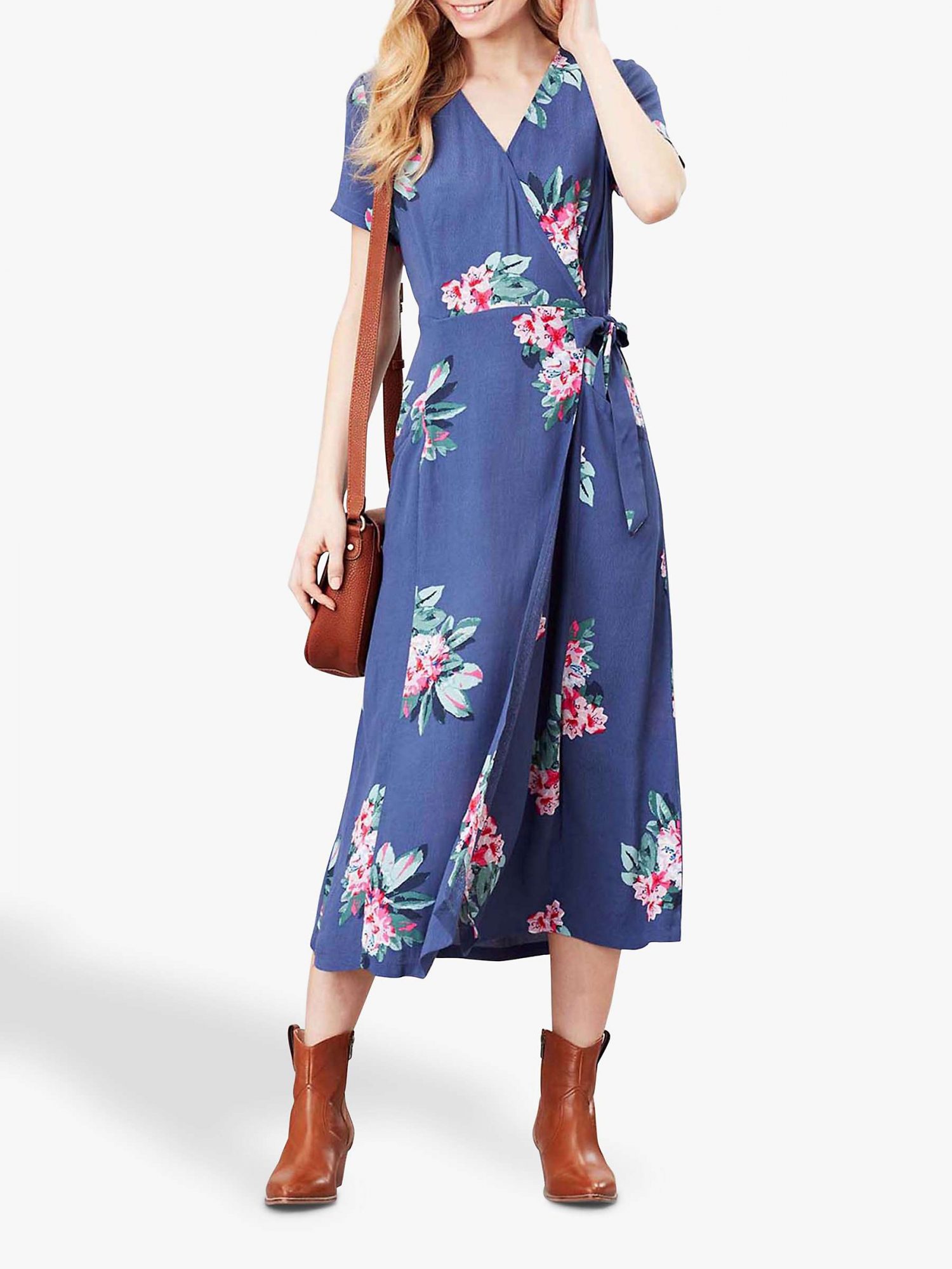 joules blue chloe fixed wrap dress