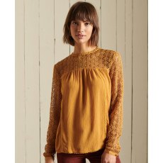 L/S WOVEN LACE TOP