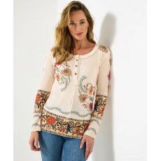 Remarkable Printed Patchwork Henley Top