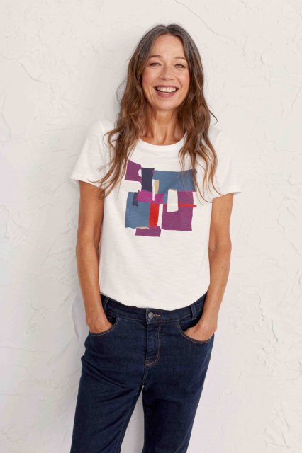 Seasalt Printing Ink T-shirt Francis Collage Cassis
