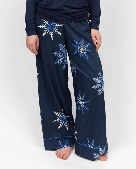 Cyberjammies FROSTY SNOWFLAKE PRINT WIDE LEG PYJAMA BOTTOMS