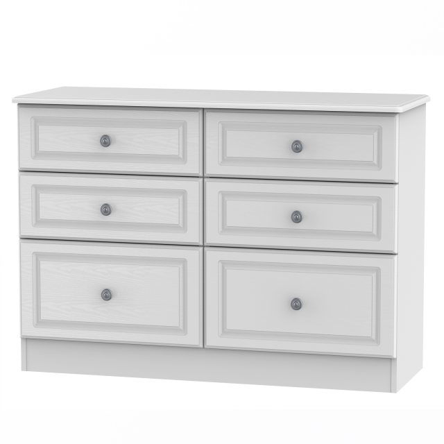 The Pembroke 6 Drawer Midi Chest has deeper bottom drawers.  It is available in 6 finishes.