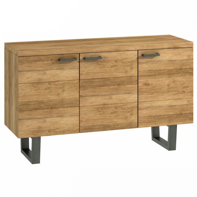 The large sideboard from the Industrial Dining Range has three doors and one central shelf inside.  