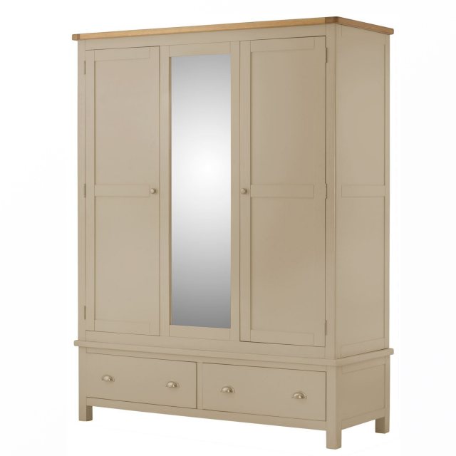 Ample handing space the Lulworth Painted Triple Wardrobe has 2 large doors and a central mirror.