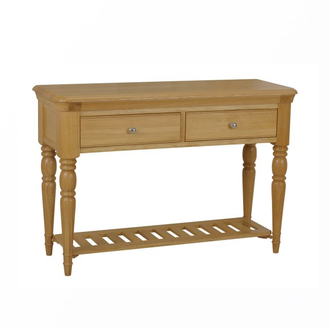 The Lamont hall table is beautifully crafted combining solid oak and oak veneer is avail