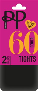 Pretty Polly 60D Opaque Tights 2 Pair Pack