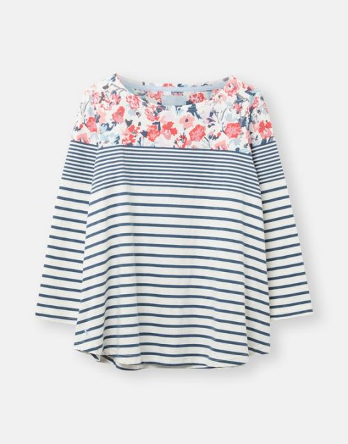 cream blue floral