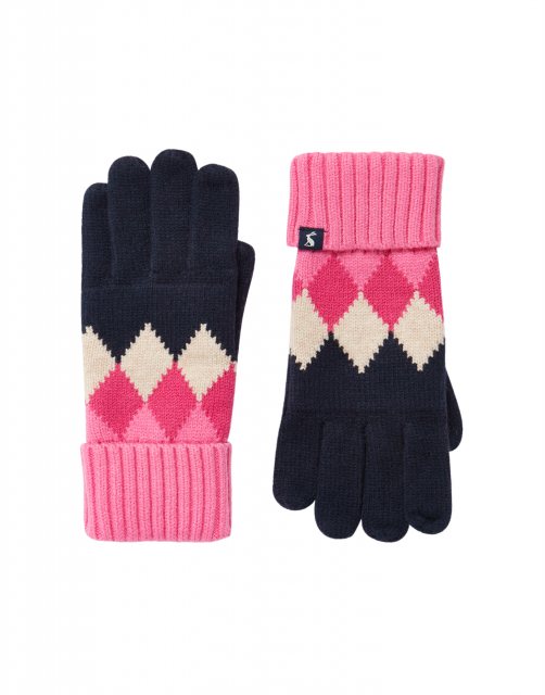 Joules 210259 Rothley Gloves Argyle Knitted Gloves