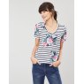 Joules 207986 Celina Print Drapey V Neck Chain Stitch Detail